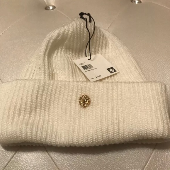 Anne Klein Fisherman Ribbed Cuffed Quartz Ivory Hat O/S - Picture 11 of 11